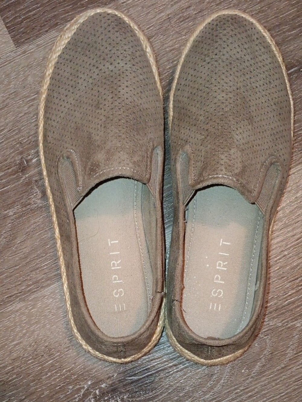 Esprit Brown Perforated Suede Slip-On Espadrilles - Picture 7 of 7